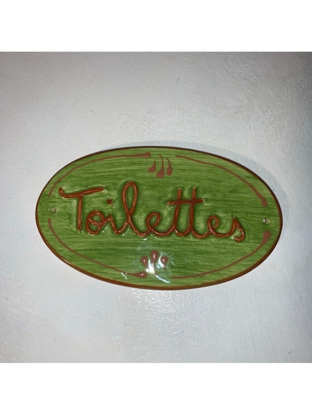 Unbranded oval door plaque Decor Green brown Toilettes Sign One Size